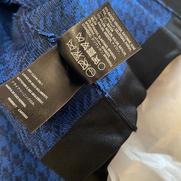 NWOT! Bebe Cobalt Blue & Black Houndstooth Cropped Cardigan SMALL Web Exclusive - Picture 14 of 16
